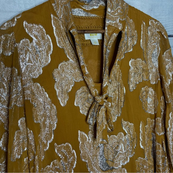 Anthropologie Maeve gold flounce skirt dress petite M - Picture 5 of 14